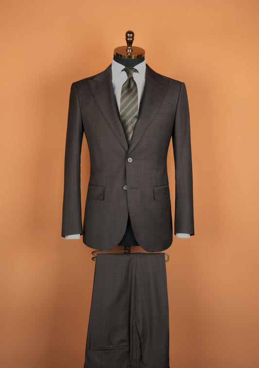 Imported 100% Wool Silky Mist Brown Slim-fit Casual Men‘s Business Suits