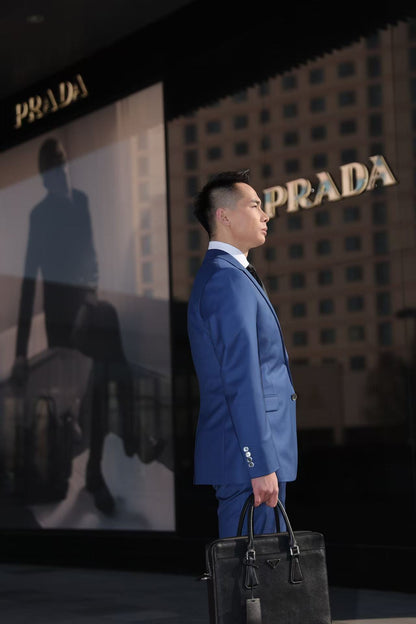 Imported 100% Wool Sapphire Blue Slim-fit Casual Men‘s Business Suits