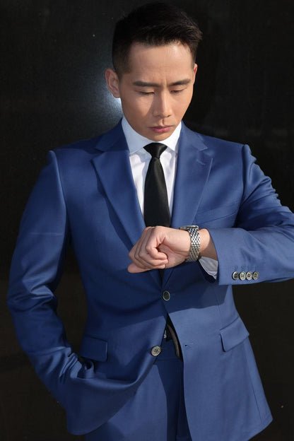 Imported 100% Wool Sapphire Blue Slim-fit Casual Men‘s Business Suits