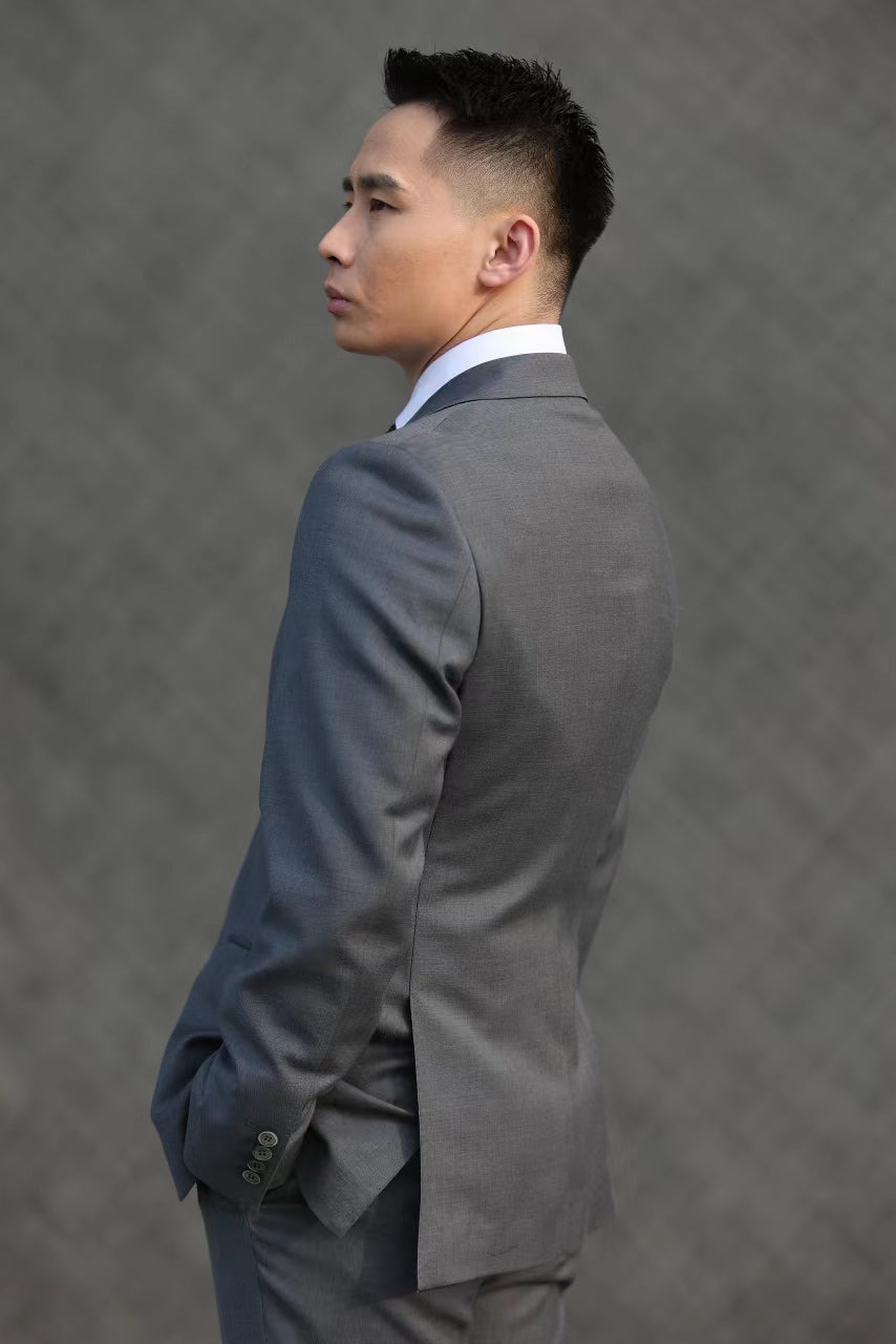 Imported 100% Wool Gentry Grey Slim-fit Casual Men‘s Business Suits