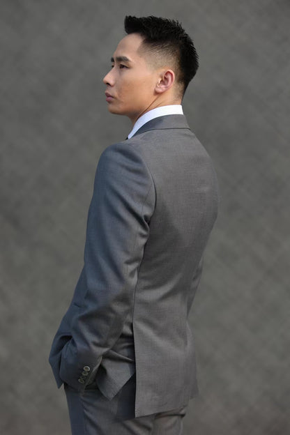 Imported 100% Wool Gentry Grey Slim-fit Casual Men‘s Business Suits