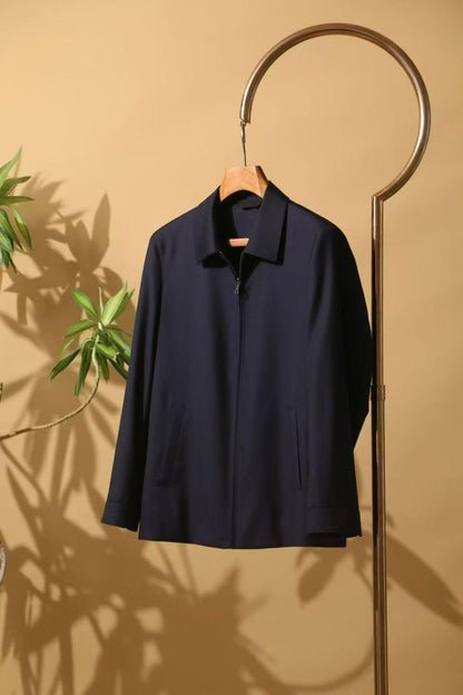 Imported 100% Wool Twilight Blue Fine Twill Slim-Fit Casual Men‘s Business Jacket