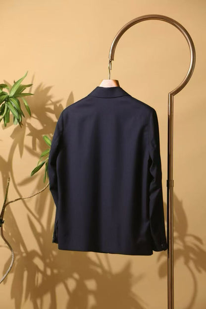 Imported 100% Wool Twilight Blue Fine Twill Slim-Fit Casual Men‘s Business Jacket