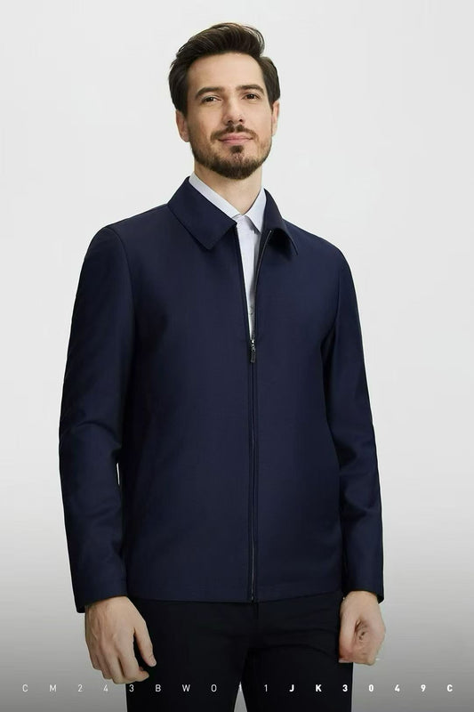 Imported 100% Wool Twilight Blue Fine Twill Slim-Fit Casual Men‘s Business Jacket