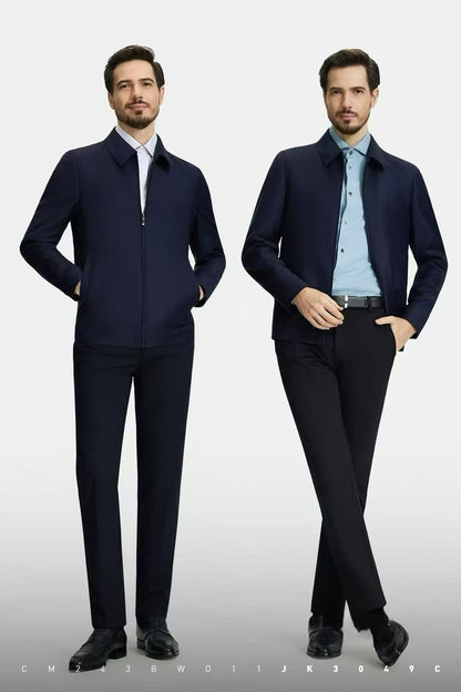 Imported 100% Wool Twilight Blue Fine Twill Slim-Fit Casual Men‘s Business Jacket