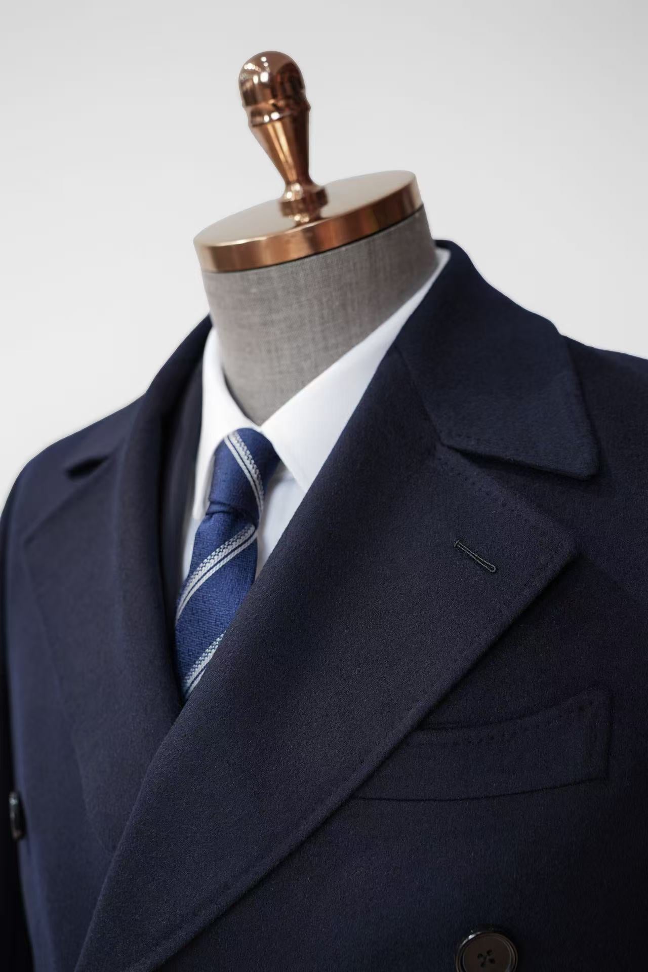 【Australian Texture】Autumn Winter Notched Lapel Double-breasted Mid-length Men‘s 100% Whole Wool Coat