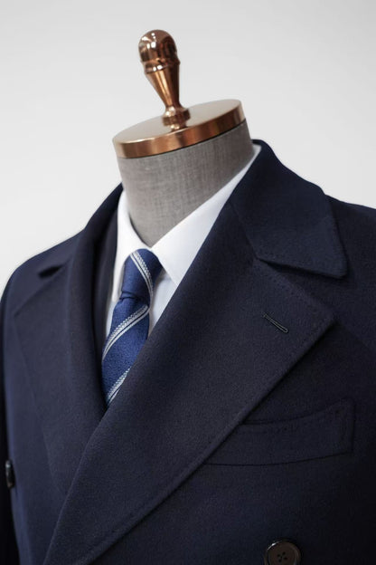 【Australian Texture】Autumn Winter Notched Lapel Double-breasted Mid-length Men‘s 100% Whole Wool Coat