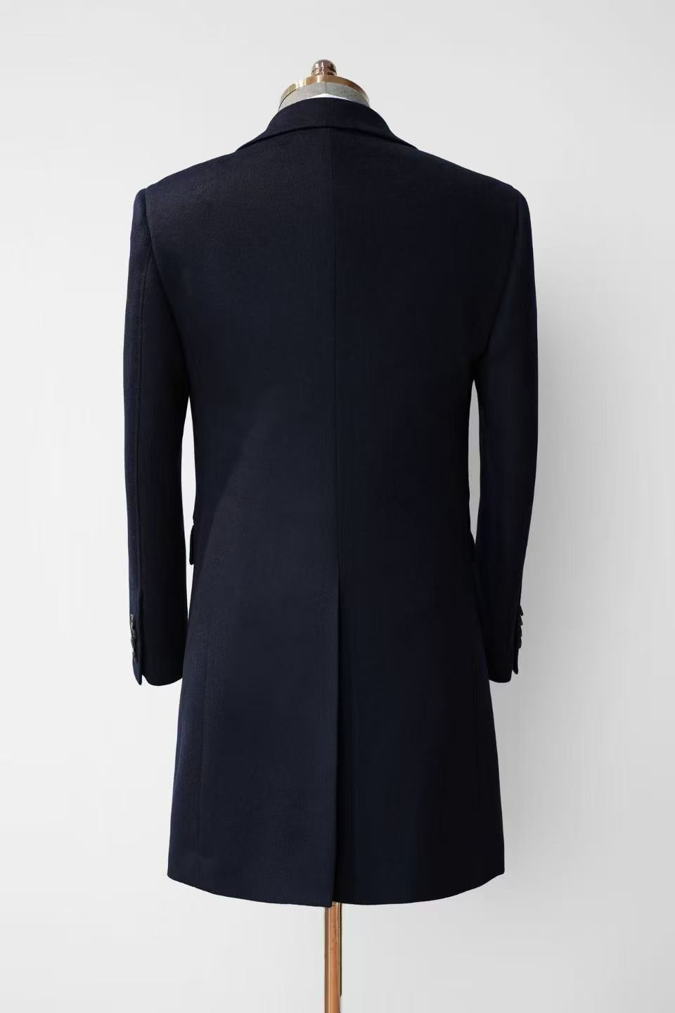 【Australian Texture】Autumn Winter Notched Lapel Double-breasted Mid-length Men‘s 100% Whole Wool Coat