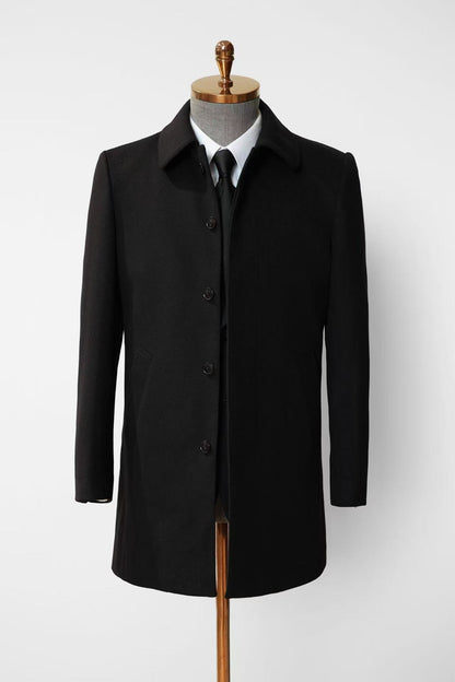 【Australian Texture】Autumn winter Shirt Collar Single-breasted Mid-length Men‘s 100% Whole Wool Coat