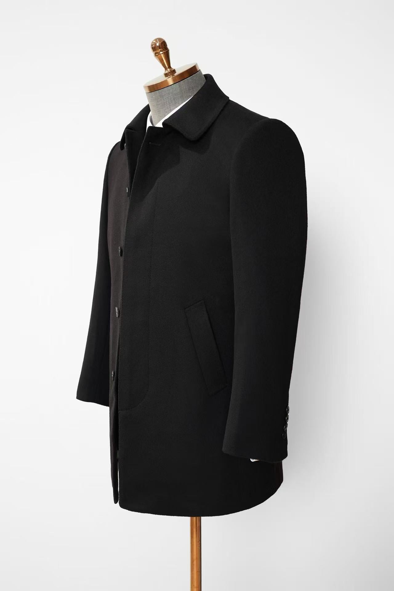 【Australian Texture】Autumn winter Shirt Collar Single-breasted Mid-length Men‘s 100% Whole Wool Coat