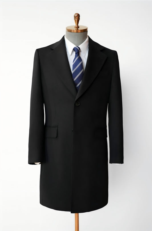 【Australian Texture】Autumn Winter Notched Lapel Single-breasted Mid-length Men‘s 100% Whole Wool Coat