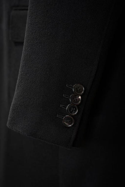 【Australian Texture】Autumn Winter Notched Lapel Single-breasted Mid-length Men‘s 100% Whole Wool Coat