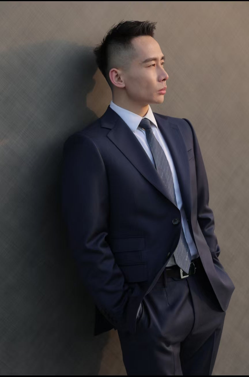 Imported 100% Wool Prussian Blue Slim-fit Casual Men‘s Business Suits