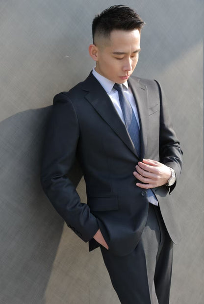 Imported 100% Wool Dark Grey Slim-fit Casual Men‘s Business Suits