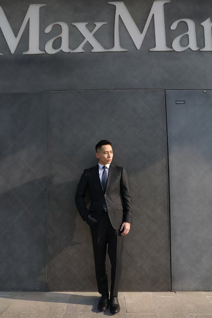 Imported 100% Wool Dark Grey Slim-fit Casual Men‘s Business Suits