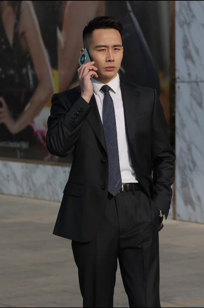 Imported 100% Wool Dark Grey Slim-fit Casual Men‘s Business Suits