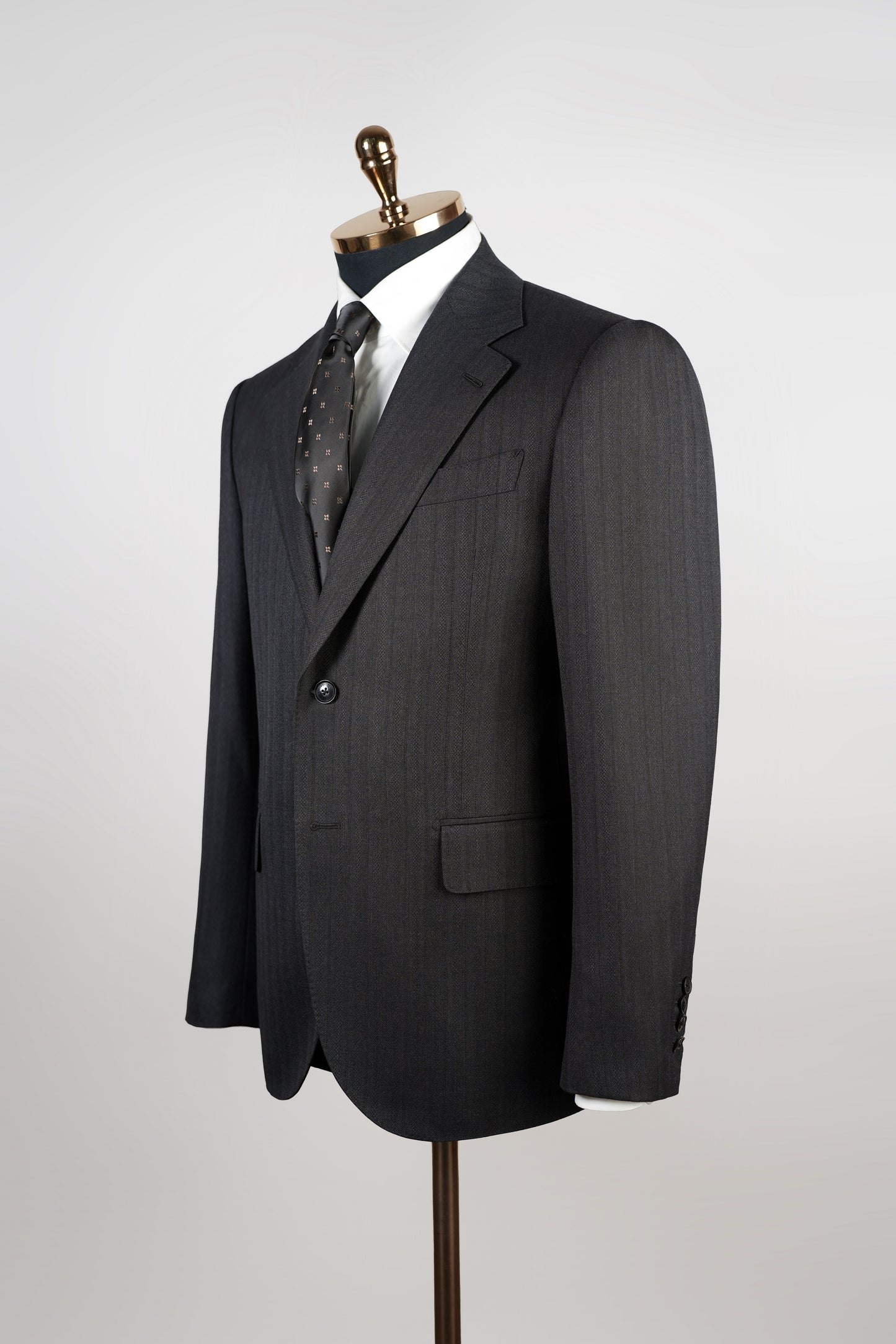 Imported 100% Wool Dark Grey Crocodile Print Slim-fit Casual Men‘s Business Suits